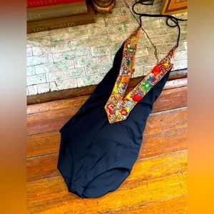 ANTHRO Gorgeous beaded one piece swimsuit